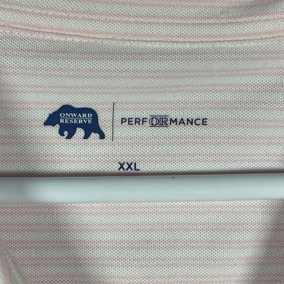 Onward Reserve Performance Stretch Polo Mens XXL 2XL Pink Striped Shirt - Picture 2 of 7